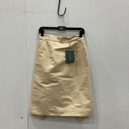 NWT Zac Posen Womens Beige Silk Flat Front Back Zip Straight & Pencil Skirt Sz 6