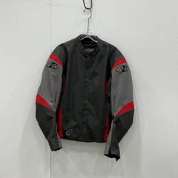 Joe Rocket Mens Red Gray Long Sleeve Full-Zip Bomber Jacket Size Large