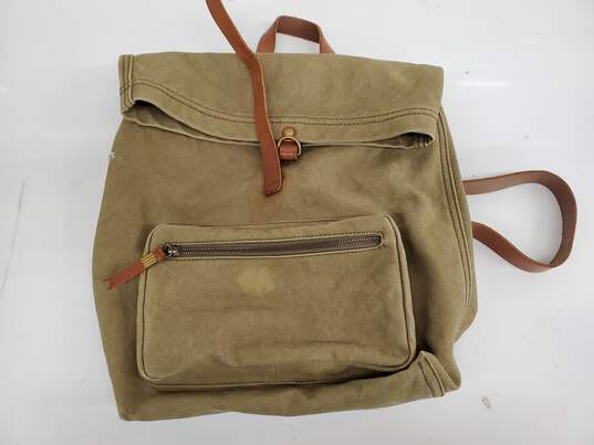 Madewell Green Canvas Foldover Backpack Olive Green image number 1