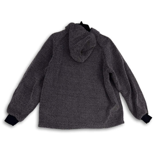 NWT Womens Gray Sherpa Long Sleeve Kangaroo Pocket Pullover Hoodie Size S image number 2