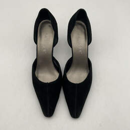 Womens Black Leather Pointed Toe Slip On Stiletto Pump Heels Size 6.5 alternative image