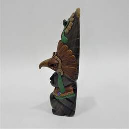 Aztec Mayan Eagle Warrior Stone & Black Obsidian Totem Figurine alternative image