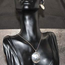 Sterling Silver Freeform Pendant Necklace & Earrings - 11.6g