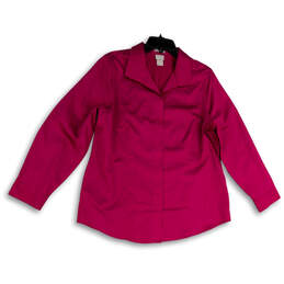 Womens Pink Regular Fit Spread Collar Long Sleeve Button-Up Shirt Size 2