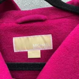 NWT Michael Michael Kors Womens Magenta Button Front Long Trench Coat Size XXL alternative image