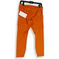 NWT Womens Orange Pockets Stretch Activewear Compression Leggings Size L image number 1