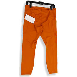 NWT Womens Orange Pockets Stretch Activewear Compression Leggings Size L
