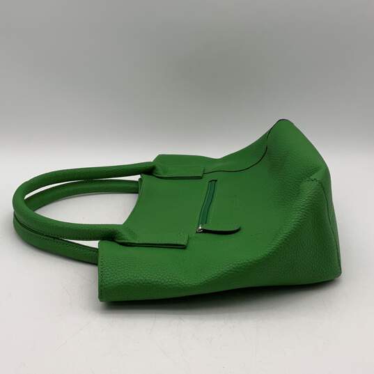 Womens Green Leather Pockets Magnetic Double Handle Tote Bag image number 3