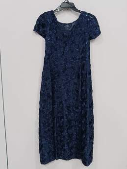 Women's Alex Evenings Blue Sequined Rosette Gown Size 14W alternative image