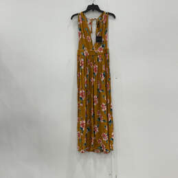 NWT Womens Orange Floral Print Back Tie Fashionable Maxi Dress Size Medium