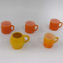 Vintage MCM Coffee Mugs McCoy Smiley Face Fire King Orange Ombre Federal Glass alternative image