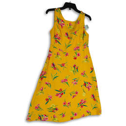 NWT Womens Yellow Floral Sleeveless Knee Length A-Line Dress Size 6P