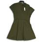 NWT Womens Green V-Neck Cap Sleeve Pullover A-Line Dress Size Large image number 1