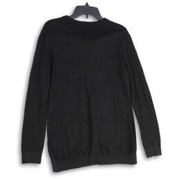 Womens Black Long Sleeve Lace-Up Neck Pullover Sweater Size Medium alternative image