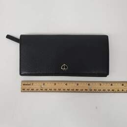 Kate Spade New York Polly Pebble Stone Black Leather Bifold Continental Wallet