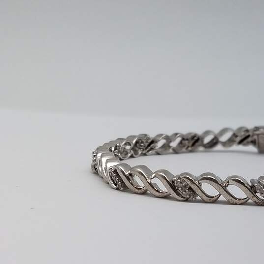 Sterling Silver Diamond Infinity Link 7 Inch Bracelet 12.7g image number 6
