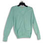 Womens Teal Knitted Long Sleeve Button Front Cardigan Sweater Size Large image number 1