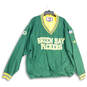 Mens Green Yellow V-Neck Green Bay Packers Windbreaker Jacket Size XL image number 1
