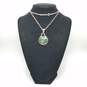 Sterling Silver Chrysocolla Pendant Paper-Clip Link Chain 23in Necklace 16.9g image number 1