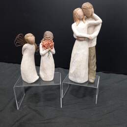 Trio of Willow Tree Wooden Statues