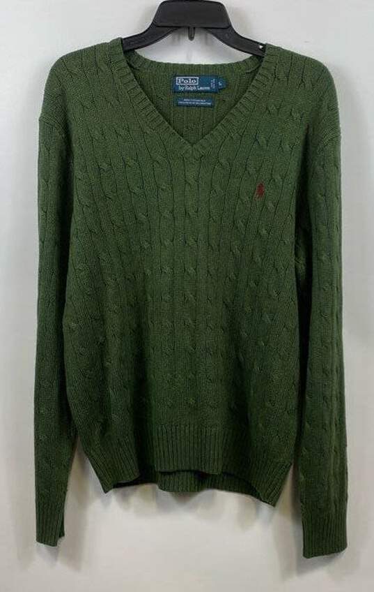 Polo Ralph Lauren Green V-Neck Sweater - Size Large image number 1