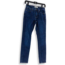 Womens Blue Denim Stretch Medium Wash Pockets Skinny Leg Jeans Size 25