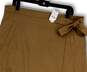 NWT Womens Brown Pockets Regular Fit Side Knot Short Wrap Skirt Size 14 image number 3