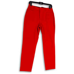 NWT Womens Red Slim Fit Curvy Flat Front Stretch Pockets Ankle Pants Size 6