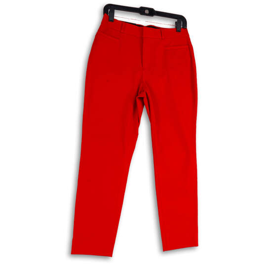 NWT Womens Red Slim Fit Curvy Flat Front Stretch Pockets Ankle Pants Size 6 image number 1