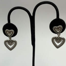 Designer Brighton Silver-Tone Engraved Heart Fashionable Dangle Earrings