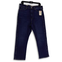 NWT Womens Blue Denim Medium Wash High Rise Straight Leg Jeans Size 14