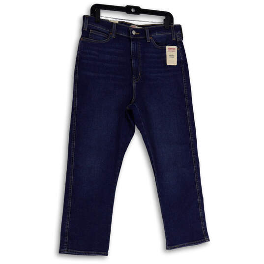 NWT Womens Blue Denim Medium Wash High Rise Straight Leg Jeans Size 14 image number 1