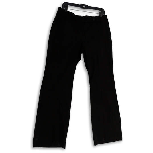 Womens Black Flat Front Pocket Wide Leg Regular Fit Dress Pants Size 10 image number 1