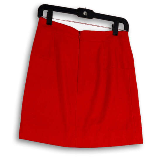 NWT Womens Red Flat Front Elastic Waist Back Zip Short A-Line Skirt Size 2 image number 2