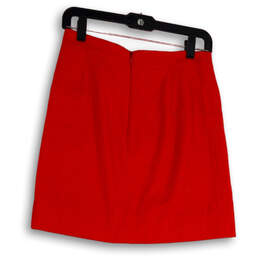 NWT Womens Red Flat Front Elastic Waist Back Zip Short A-Line Skirt Size 2 alternative image