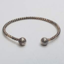 Sterling Silver FW Pearl Gemstone Pendant & Marcasite Earrings & 6.5inch Cuff Bracelet Bundle 4pcs. 13.4g alternative image