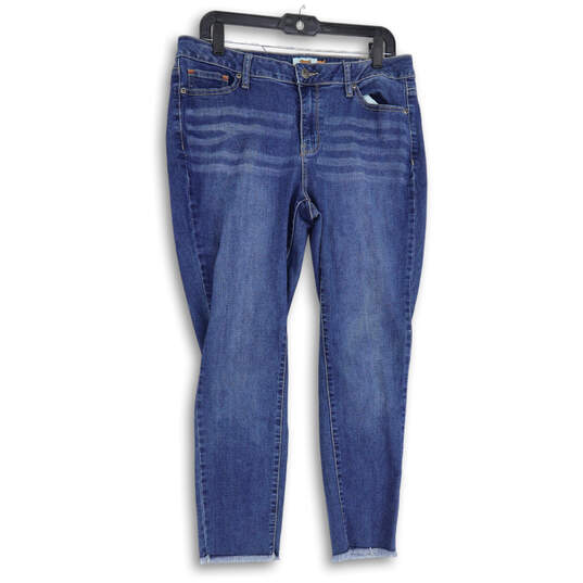 Womens Blue Denim Medium Wash 5 Pocket Design Skinny Leg Jeans Size 14 image number 1