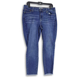 Womens Blue Denim Medium Wash 5 Pocket Design Skinny Leg Jeans Size 14