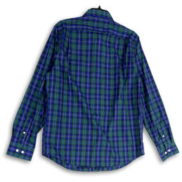Mens Blue Green Plaid Long Sleeve Spread Collar Button-Up Shirt Size Medium alternative image