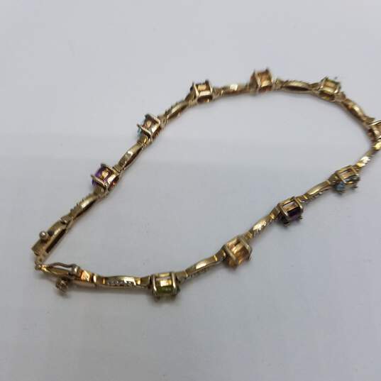 FAS Sterling Silver Diamond & Assorted Gemstone Bracelet 8.6g image number 1