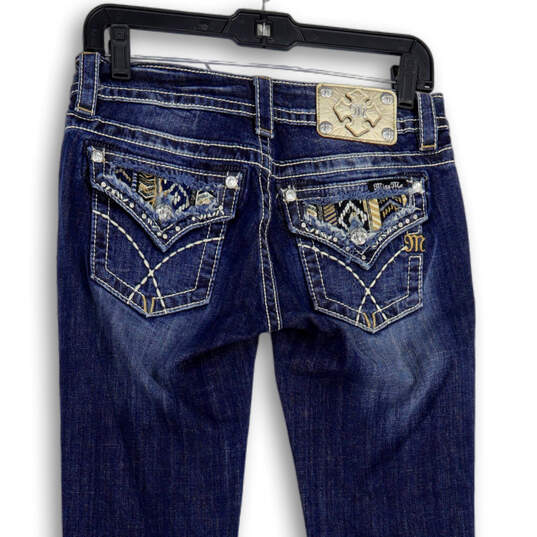 NWT Womens Blue Denim Medium Wash Embellished Bootcut Leg Jeans Size 26 image number 4