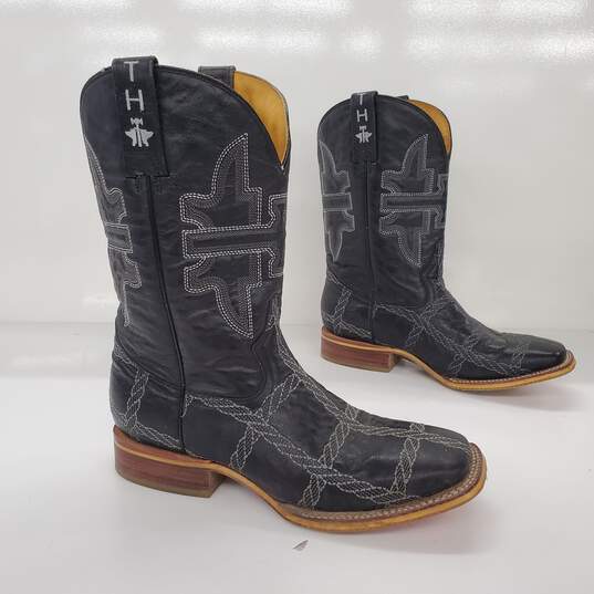 Tin Haul Co. Men's Rope Burn Black Leather Square Toe Cowboy Boots Size 10.5D image number 5