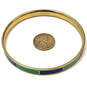 Designer J. Crew Gold-Tone Blue Green Thin Band Round Shape Bangle Bracelet image number 4