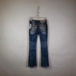 Womens Medium Wash Embellished Pockets Denim Bootcut Leg Jeans Size 25 alternative image