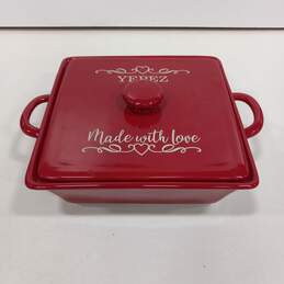Personal Creations Red 'Made with Love' 3 Qt Ceramic Baking Dish