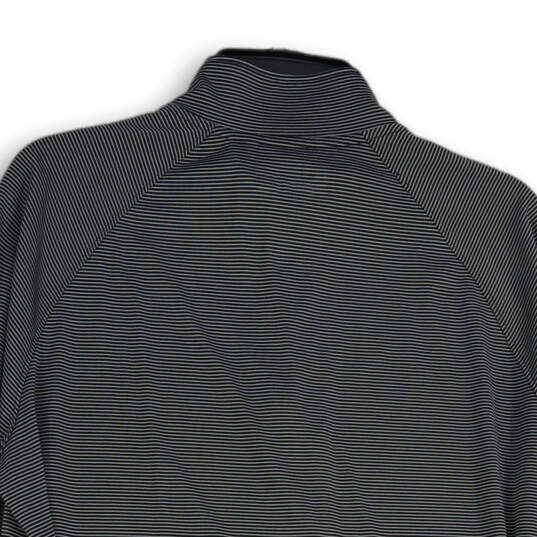 Mens Gray Striped 1/4 Zip Long Sleeve Pullover Activewear T-Shirt Size LG image number 4