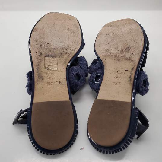 Tory Burch Women's Freya Eyelet Fringe Navy Patent Slingback Sandals Size 9.5 image number 4