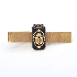 14K Gold Vintage Scarab Enamel Tie Clip 5.4g alternative image