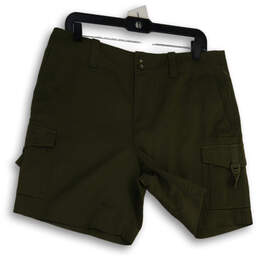 Womens Green Flat Front Flap Pocket Cargo Shorts Size 12P