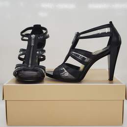 MICHAEL Michael Kors Berkley T Strap Leather Black Women's Heel Size 7.5M